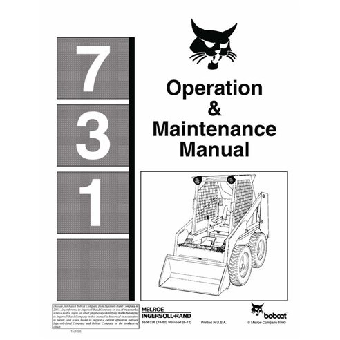 Bobcat 731 skid loader pdf operation & maintenance manual  - BobCat manuals - BOBCAT-731-6556326-EN
