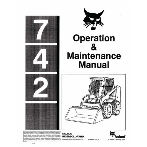Bobcat 742 skid loader pdf operation & maintenance manual  - BobCat manuals - BOBCAT-742-6556860-EN