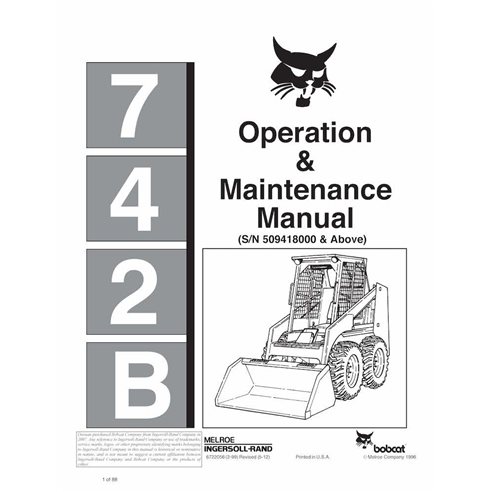 Bobcat 742 skid loader pdf operation & maintenance manual  - BobCat manuals - BOBCAT-742-6722056-EN