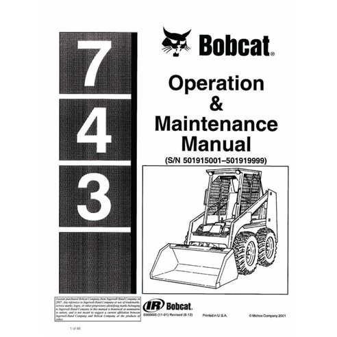 Bobcat 743 skid loader pdf operation & maintenance manual  - BobCat manuals - BOBCAT-743-6566605-EN