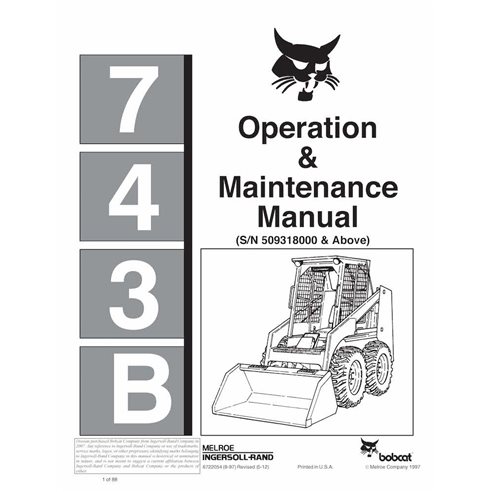 Bobcat 743 skid loader pdf manual de operación y mantenimiento - Gato montés manuales - BOBCAT-743B-6722054-EN