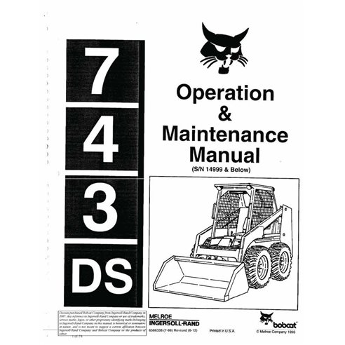 Bobcat 743DS skid loader pdf operation & maintenance manual  - BobCat manuals - BOBCAT-743DS-6566338-EN