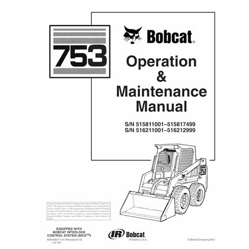Bobcat 753, 753H minicarregadeira pdf manual de operação e manutenção - Lince manuais - BOBCAT-753-6900438-EN