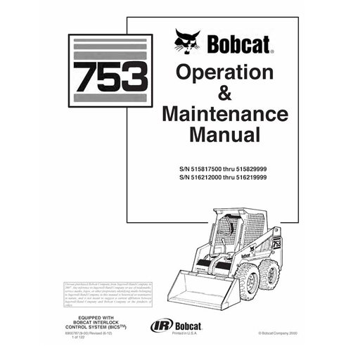 Bobcat 753, 753H skid loader pdf operation & maintenance manual  - BobCat manuals - BOBCAT-753-6900787-EN