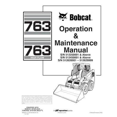 Bobcat 763, 763H skid loader pdf operation & maintenance manual  - BobCat manuals - BOBCAT-763-6900971-EN