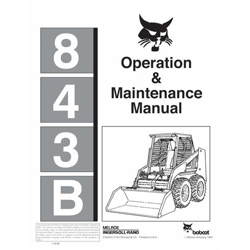 Bobcat 843B skid loader pdf manual de operación y mantenimiento - Gato montés manuales - BOBCAT-843B-6720547-EN