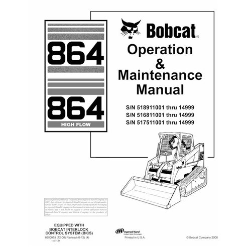 Bobcat 864, 864H cargador deslizante pdf manual de operación y mantenimiento - Gato montés manuales - BOBCAT-864-6900953-EN