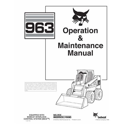 Bobcat 963 skid loader pdf operation & maintenance manual  - BobCat manuals - BOBCAT-963-6724543-EN