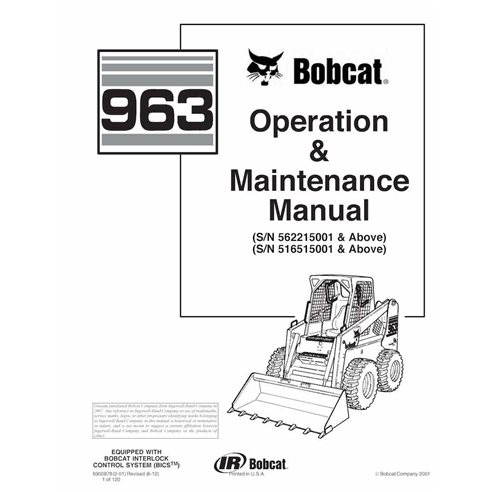 Bobcat 963 skid loader pdf operation & maintenance manual  - BobCat manuals - BOBCAT-963-6900878-EN