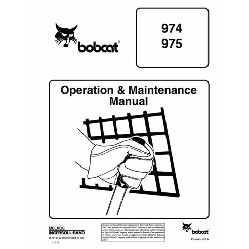 Bobcat 974, 975 minicargador pdf manual de operación y mantenimiento - Gato montés manuales - BOBCAT-974_975-6570157-EN