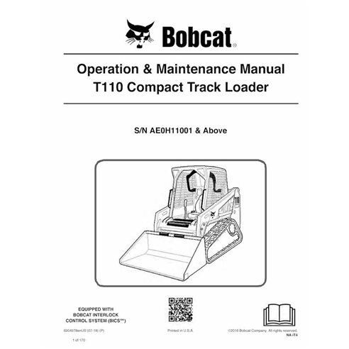 Bobcat T110 cargador de orugas compacto pdf manual de operación y mantenimiento - Gato montés manuales - BOBCAT-T110-6904978-EN