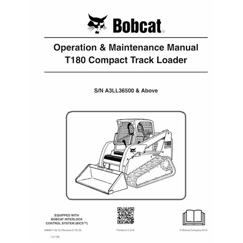 Bobcat T180 cargadora compacta con orugas pdf manual de operación y mantenimiento - Gato montés manuales - BOBCAT-T180-698961...