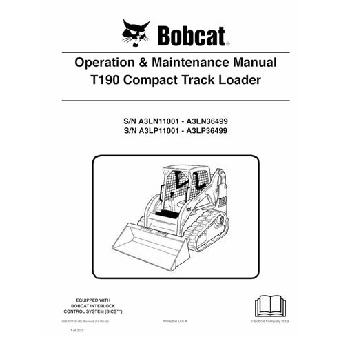 Carregadeira de esteira compacta Bobcat T190 manual de operação e manutenção em pdf - Lince manuais - BOBCAT-T190-6987017-EN