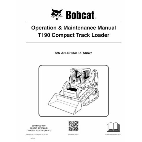 Bobcat T190 cargadora compacta de orugas pdf manual de operación y mantenimiento - Gato montés manuales - BOBCAT-T190-6989619-EN