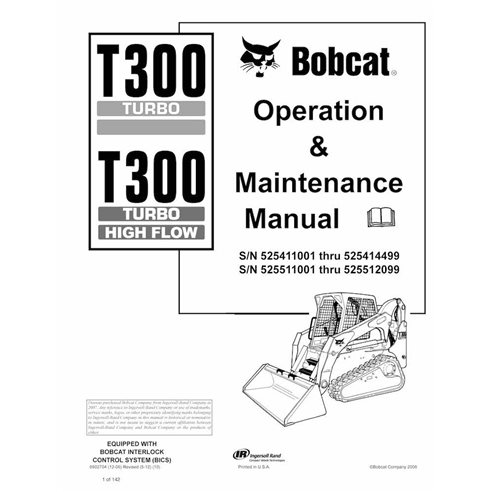 Bobcat T300, T300H chargeuse compacte sur chenilles pdf manuel d'utilisation et d'entretien - Lynx manuels - BOBCAT-T300-6902...