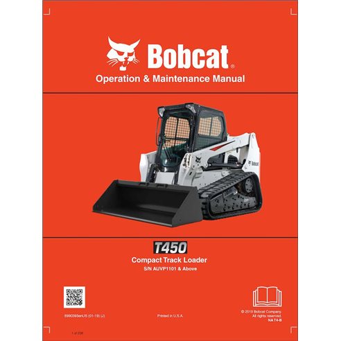 Bobcat T450 cargador de orugas compacto manual de operación y mantenimiento en pdf - Gato montés manuales - BOBCAT-T450-69903...