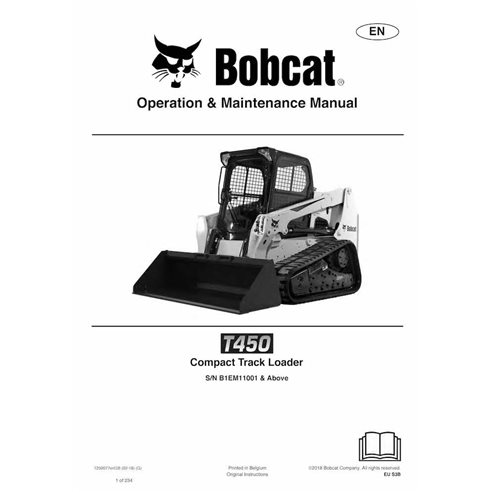 Bobcat T450 cargador de orugas compacto manual de operación y mantenimiento en pdf - Gato montés manuales - BOBCAT-T450-72500...