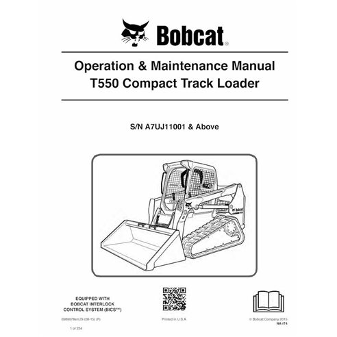 Bobcat T550 cargador de orugas compacto pdf manual de operación y mantenimiento - Gato montés manuales - BOBCAT-T550-6989678-EN