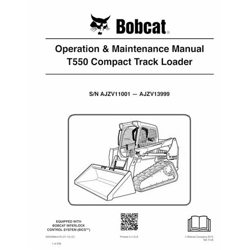 Carregadeira de esteira compacta Bobcat T550 manual de operação e manutenção em pdf - Lince manuais - BOBCAT-T550-6990688-EN