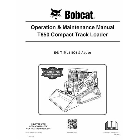Bobcat T650 compact track loader pdf operation & maintenance manual  - BobCat manuals - BOBCAT-T650-6990774-EN