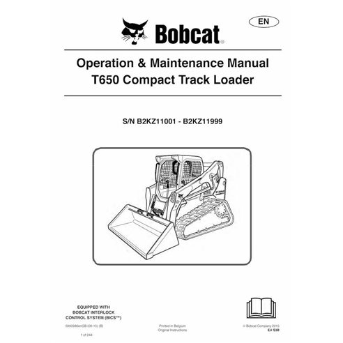 Bobcat T650 compact track loader pdf operation & maintenance manual  - BobCat manuals - BOBCAT-T650-6990986-EN