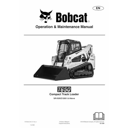 Carregadeira de esteira compacta Bobcat T650 manual de operação e manutenção em pdf - Lince manuais - BOBCAT-T650-7276505-EN
