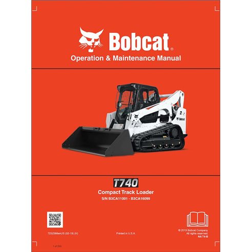Bobcat T740 cargador de orugas compacto pdf manual de operación y mantenimiento - Gato montés manuales - BOBCAT-T740-7252366-EN