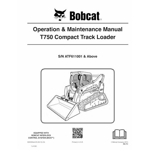 Carregadeira de esteira compacta Bobcat T750 manual de operação e manutenção em pdf - Lince manuais - BOBCAT-T750-6990260-EN