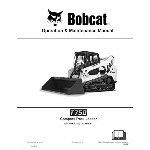 Bobcat T750 cargador de orugas compacto pdf manual de operación y mantenimiento - Gato montés manuales - BOBCAT-T750-7277309-EN