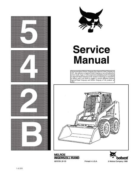 Manual de servicio de la cargadora Bobcat 542B - Gato montés manuales - BOBCAT-6570791