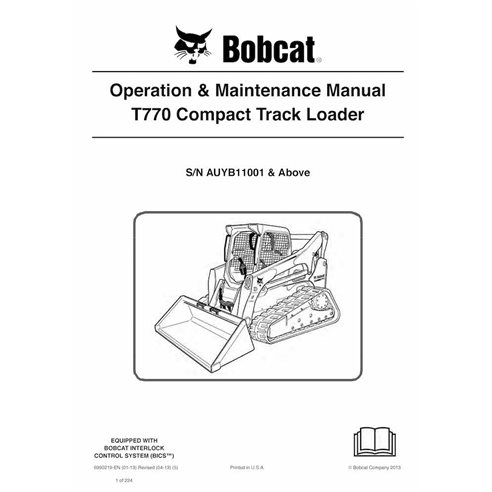 Bobcat T770 cargadora compacta con orugas pdf manual de operación y mantenimiento - Gato montés manuales - BOBCAT-T770-699021...
