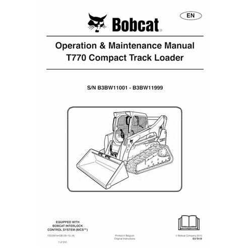 Bobcat T770 cargadora compacta con orugas pdf manual de operación y mantenimiento - Gato montés manuales - BOBCAT-T770-725239...