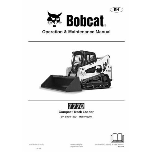 Bobcat T770 compact track loader pdf operation & maintenance manual  - BobCat manuals - BOBCAT-T770-7276519-EN
