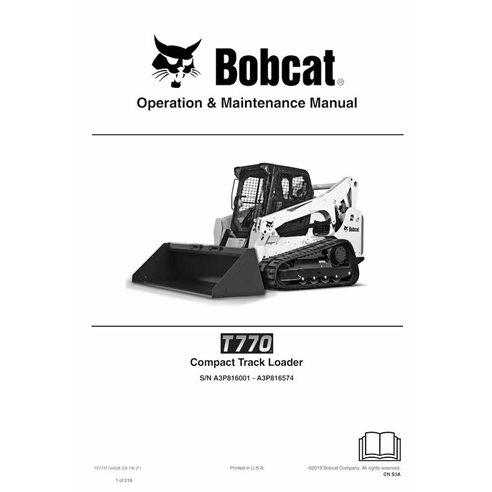 Bobcat T770 cargadora compacta con orugas pdf manual de operación y mantenimiento - Gato montés manuales - BOBCAT-T770-727731...