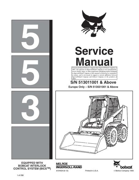 Bobcat 553 loader service manual - BobCat manuals - BOBCAT-6724024