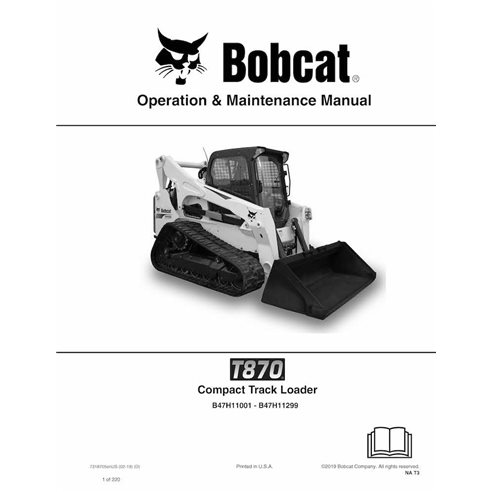 Bobcat T870 cargador de orugas compacto manual de operación y mantenimiento en pdf - Gato montés manuales - BOBCAT-T870-73187...