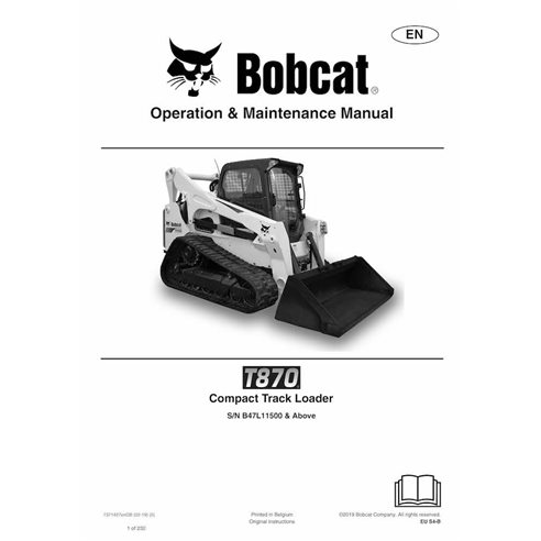 Bobcat T870 cargador de orugas compacto manual de operación y mantenimiento en pdf - Gato montés manuales - BOBCAT-T870-73714...