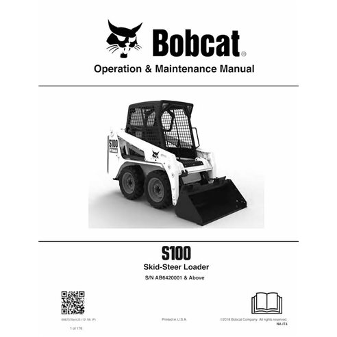 Bobcat S100 cargador de dirección deslizante pdf manual de operación y mantenimiento - Gato montés manuales - BOBCAT-S100-698...