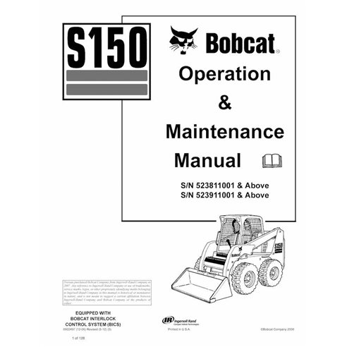 Bobcat S150 skid steer loader pdf operation & maintenance manual  - BobCat manuals - BOBCAT-S150-6902497-EN