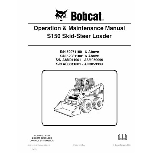 Bobcat S150 skid steer loader pdf operation & maintenance manual  - BobCat manuals - BOBCAT-S150-6904124-EN