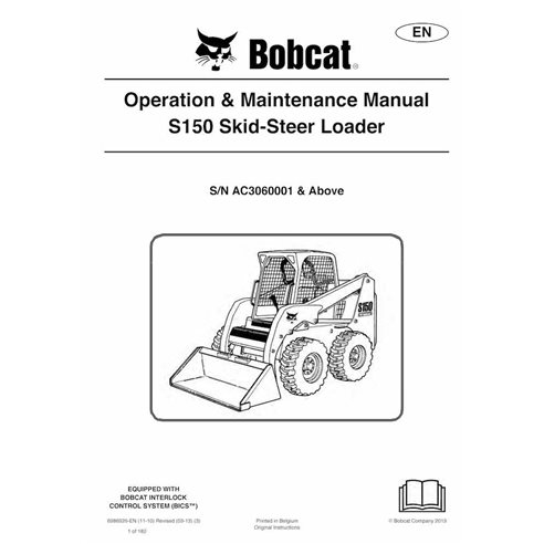 Bobcat S150 skid steer loader pdf operation & maintenance manual  - BobCat manuals - BOBCAT-S150-6986926-EN
