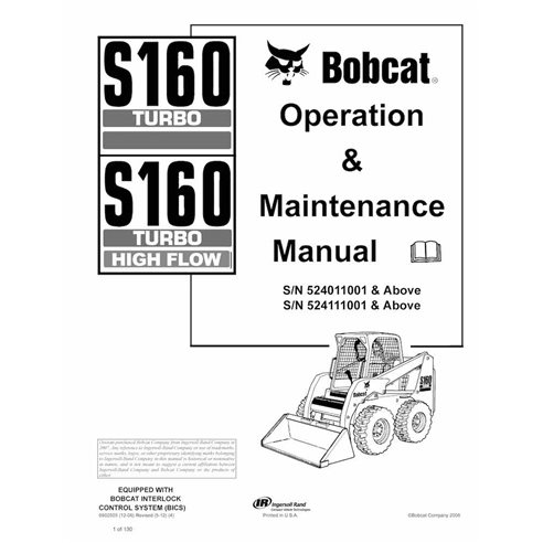 Minicarregadeira Bobcat S160, S160H pdf manual de operação e manutenção - Lince manuais - BOBCAT-S160-6902505-EN