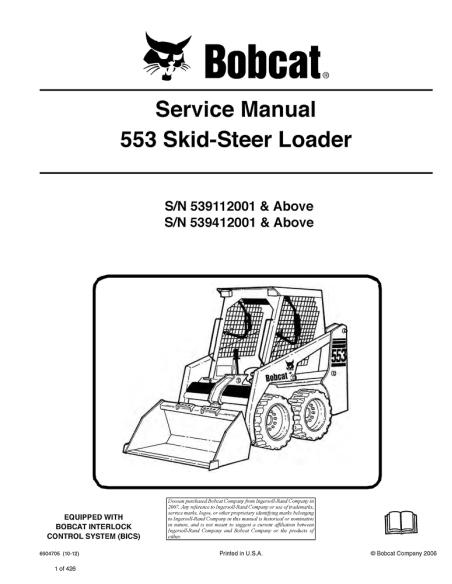 Manual de servicio de la cargadora Bobcat 553 - Gato montés manuales - BOBCAT-6904705