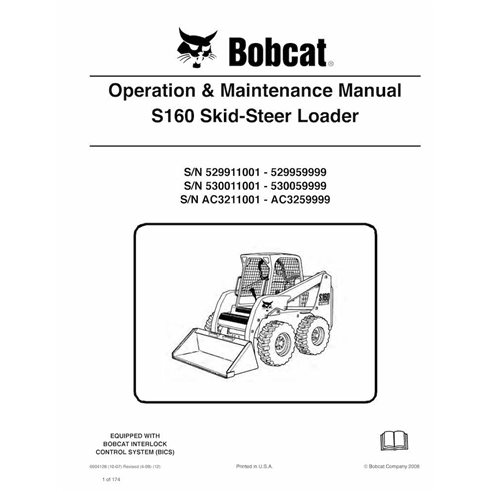 Bobcat S160 cargador de dirección deslizante pdf manual de operación y mantenimiento - Gato montés manuales - BOBCAT-S160-690...