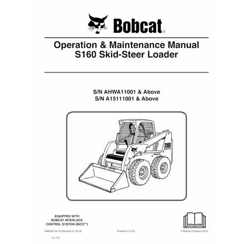 Bobcat S160 skid steer loader pdf operation & maintenance manual  - BobCat manuals - BOBCAT-S160-6989453-EN