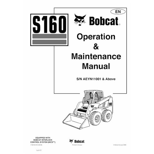 Bobcat S160 skid steer loader pdf operation & maintenance manual  - BobCat manuals - BOBCAT-S160-7168133-EN