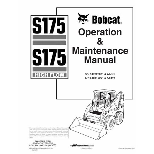 Bobcat S175, S175H cargador de dirección deslizante pdf manual de operación y mantenimiento - Gato montés manuales - BOBCAT-S...