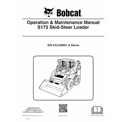 Bobcat S175 chargeuse compacte pdf manuel d'utilisation et d'entretien - Lynx manuels - BOBCAT-S175-6986983-EN