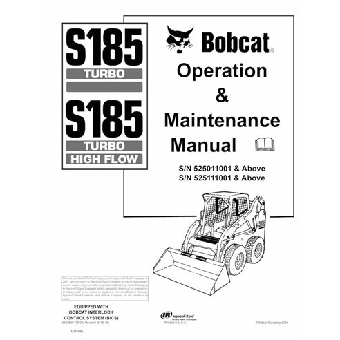 Bobcat S185, S185H skid steer loader pdf operation & maintenance manual  - BobCat manuals - BOBCAT-S185-6902690-EN