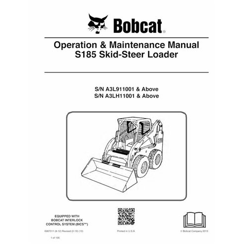 Bobcat S185 cargador de dirección deslizante pdf manual de operación y mantenimiento - Gato montés manuales - BOBCAT-S185-698...